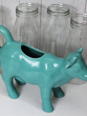 Cow Creamer from Food Network Turquoise Teal Aqua Blue